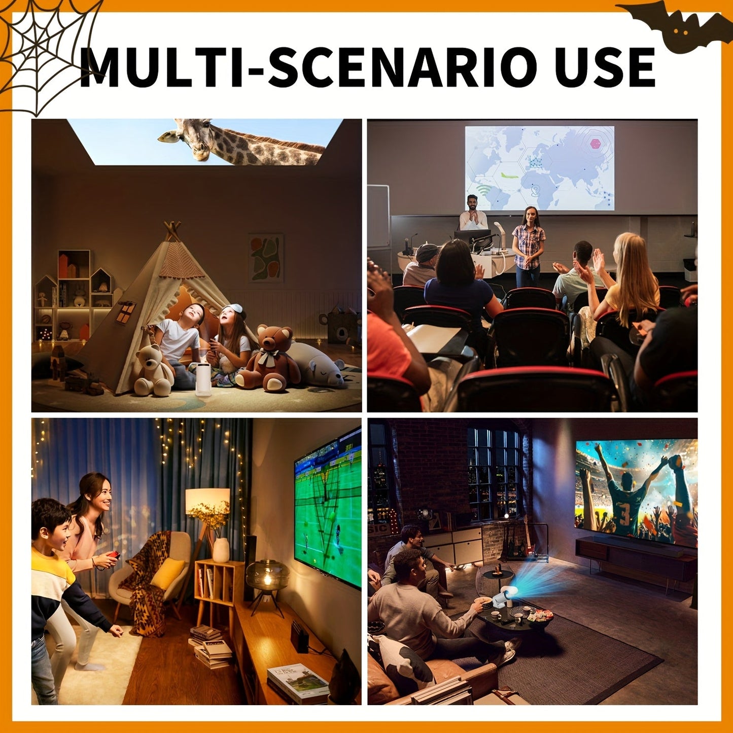 1x HY300 Pro Mini Portable Projector with Android 11.0 OS, 4K/1080P Smart Projector, Built-in Speakers, 180° Screen Rotation, Compatible with Netflix/YouTube/Hulu, Plug & Play Home Theater Projector for PC/Laptop-Free Movies