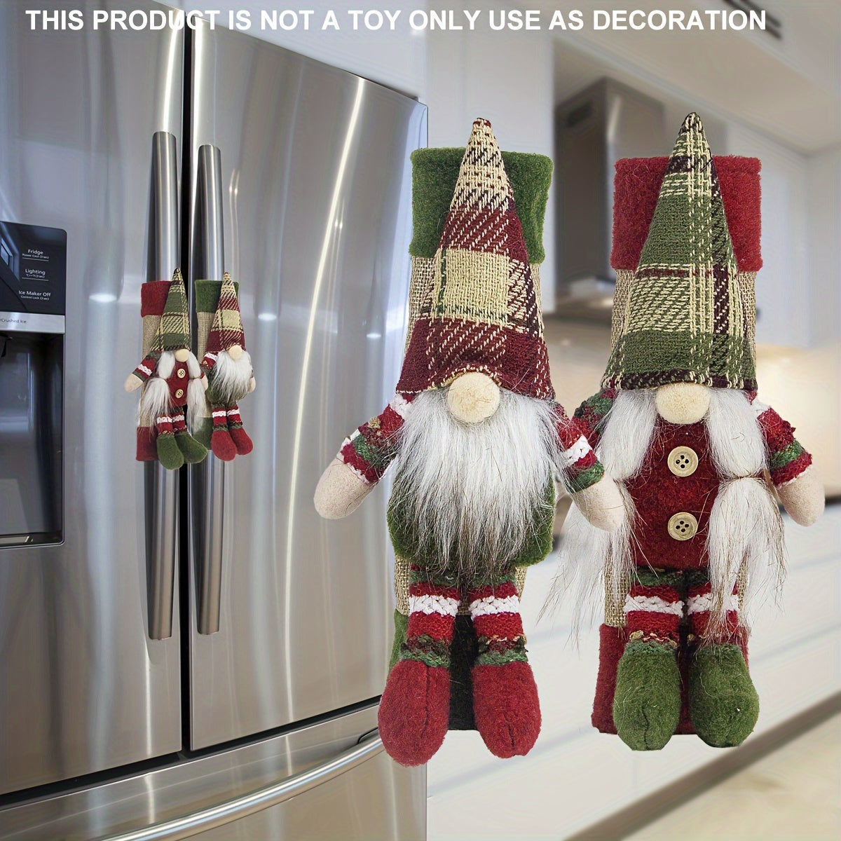 2pcs Christmas Gnome Refrigerator Door Handle Covers - Festive Kitchen Appliance Decor for Fridge, Microwave & Dishwasher - Perfect Holiday Party Favors