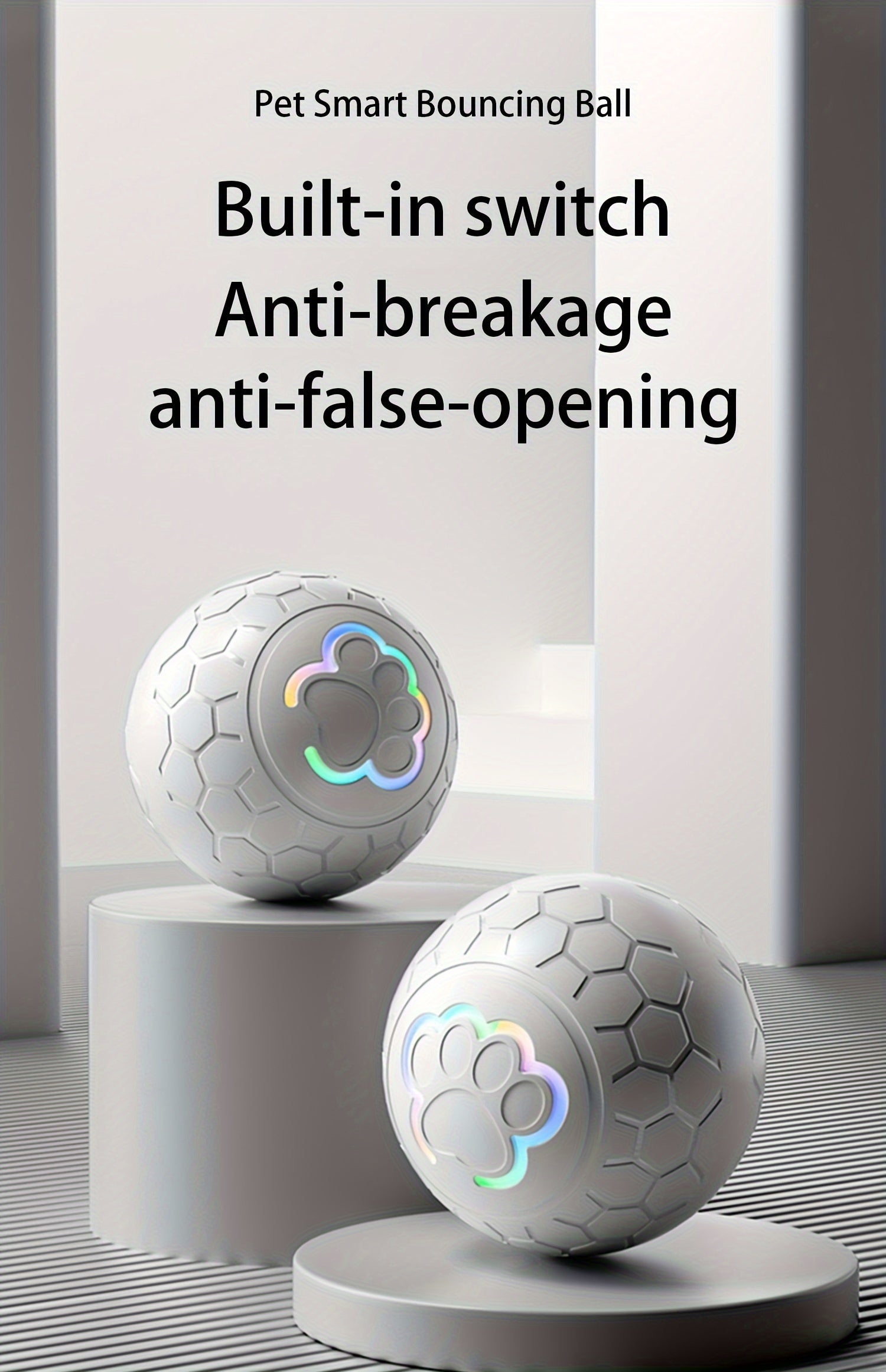 [Interactive Smart Dog Ball] Interactive Smart Dog Ball - 1-Pack 56mm/2.22in Auto Jump & Play Fetch Toy | Type-C Rechargeable, Long-Lasting Battery, Pixelated Design for Puppy Training & Playtime, USB Rechargeable, Userfriend