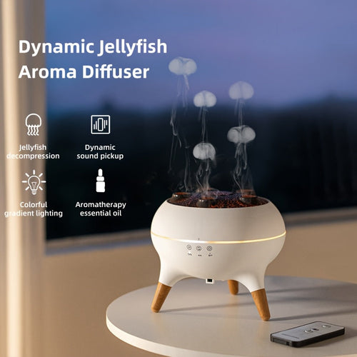 1pc Jellyfish Diffuser, (8.45oz), with Remote Control, 7-Color LED Lights, Easy to Clean & Top Fill, Soundwave technology Technology Operation, Cool Mist Humidifier for Travel, Office, Bedroom and Kids' Room, Travel Humidifie