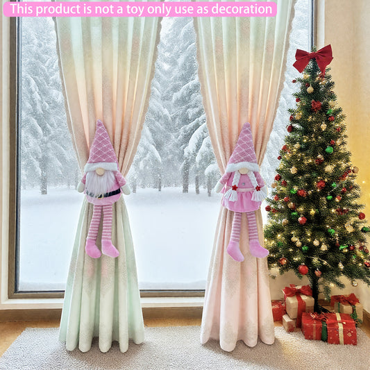 1pc Christmas Curtain Decoration, Tie-Back Curtain Hook, Festive Ornament for Windows, Doors & Trees – Classic Faceless Gnome Design, Holiday Home Décor Accessory