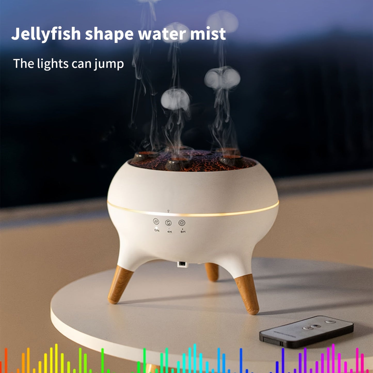 1pc Jellyfish Diffuser, (8.45oz), with Remote Control, 7-Color LED Lights, Easy to Clean & Top Fill, Soundwave technology Technology Operation, Cool Mist Humidifier for Travel, Office, Bedroom and Kids' Room, Travel Humidifie